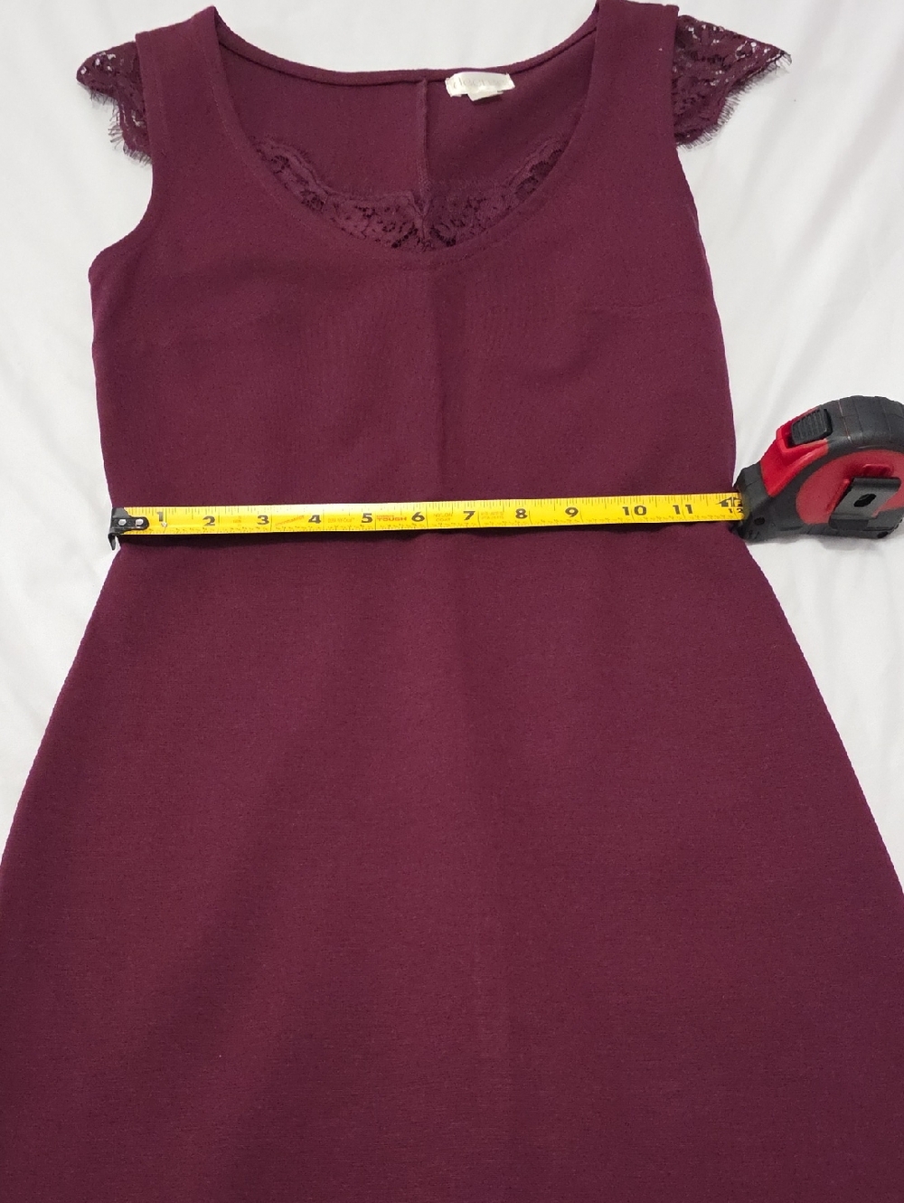 Decree Plum Lace-Trim Midi Sheath Dress Size XS - Picture 6 of 7